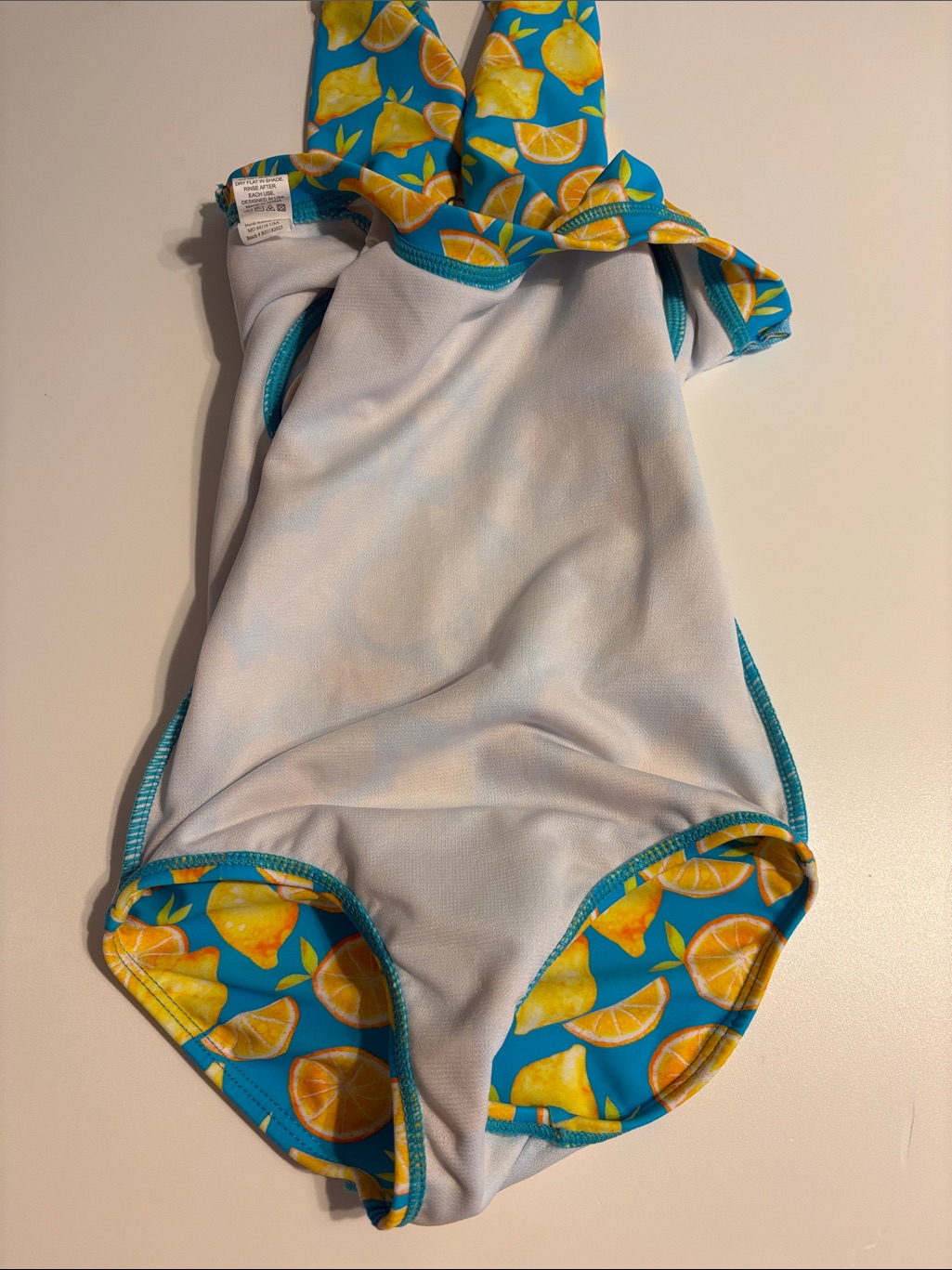 Girls Swimzip Lemon Print Long Sleeve Swimsuit - Blue & Yellow Size 2t New — image 8 of 8
